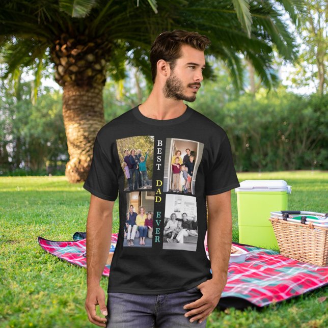T-shirt Collection photo personnalisée 4 Meilleur papa Fêt (Créateur téléchargé)