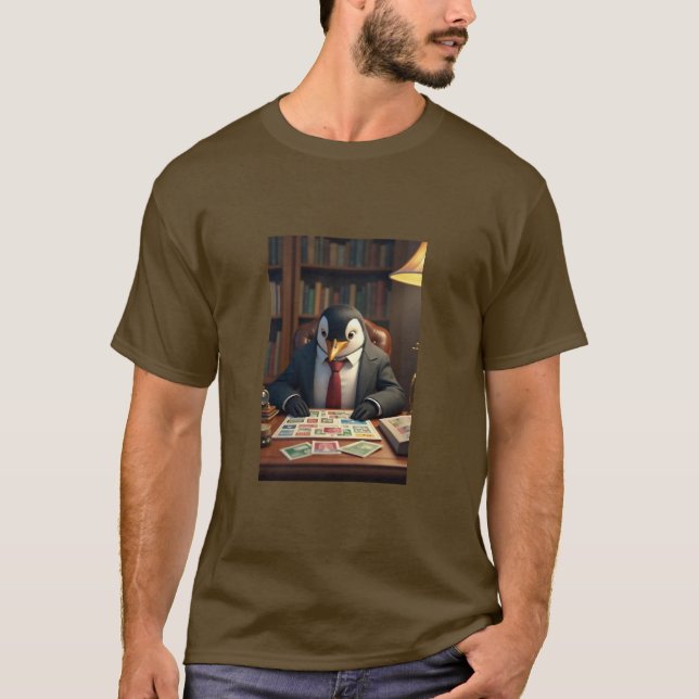 t-shirt collectionneur de timbres pingouins (Devant)