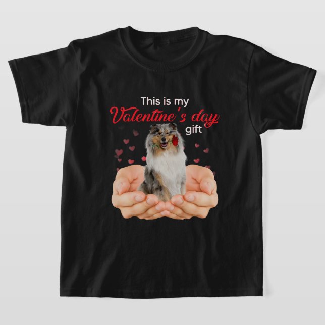 T-shirt Collie Brut C'Est Mon Pajama De La Fête Des Valent (Poser)
