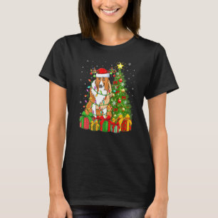 T-shirt Collie Chien Éclairage Xmas Arbre Santa Chapeau Co
