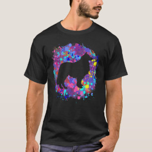 T-shirt Collie Chien Rose Aquarelle Splatter Art Aimer Chi