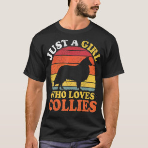 T-shirt Collie Chien Vintage Juste Une Fille Qui Aime Les