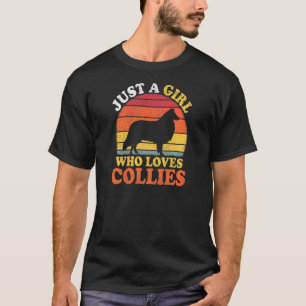 T-shirt Collie Chien Vintage Juste Une Fille Qui Aime Les