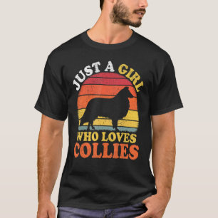 T-shirt Collie Chien Vintage Juste Une Fille Qui Aime Les