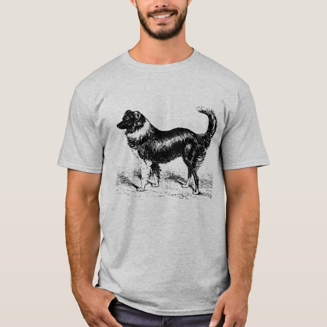 T-shirt Collie Dog de la frontière des hommes (Devant)