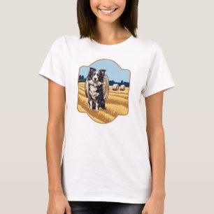 T-shirt Collie frontalier à la ferme