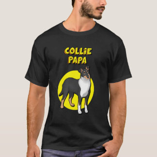 T-shirt Collie Papa Noir Blanc Tan Doux Collie Chien Fath