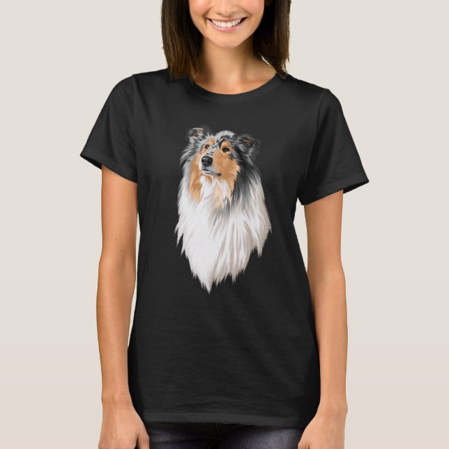 T-shirt Collie Rough Collie Joli Chien Long Cheveux (Devant)