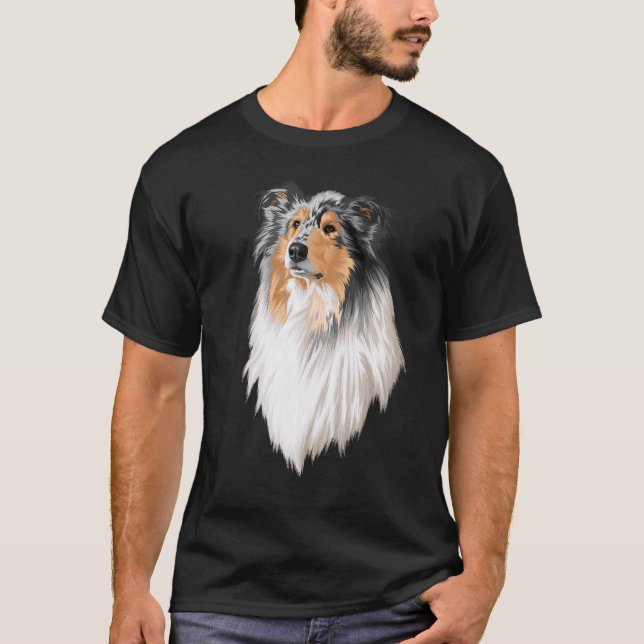 T-shirt Collie Rough Collie Joli Chien Long Cheveux (Devant)