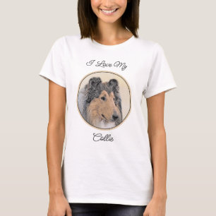 T-shirt Collie (Rough) Peinture - Cute Original Chien Art