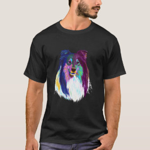 T-shirt Collie rugueuse de chien coloré