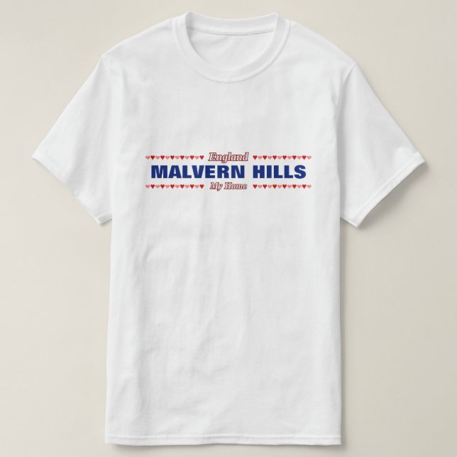 T-shirt COLLINES de MALVERN - ma maison - l'Angleterre ; (Design devant)