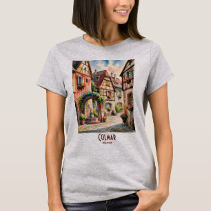 T-shirt Colmar France Alsace Village Art Aquarelle Voyage