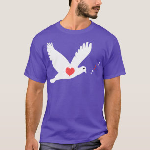 T-shirt colombe avec un coeur rouge chantant 2