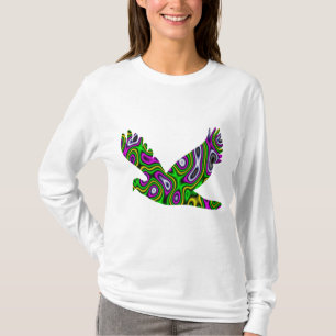 T-shirt Colombe de magenta de vert jaune de labyrinthe de