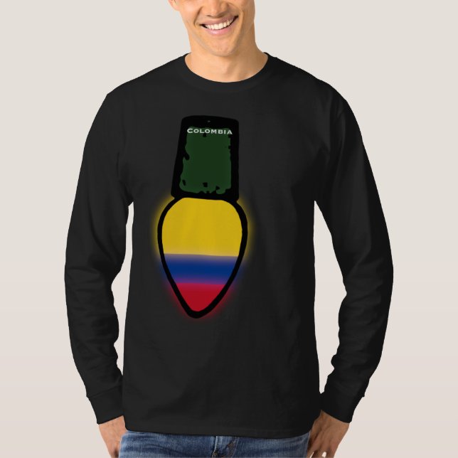 T-shirt Colombia Flag Christmas Light Colombian Pride (Devant)