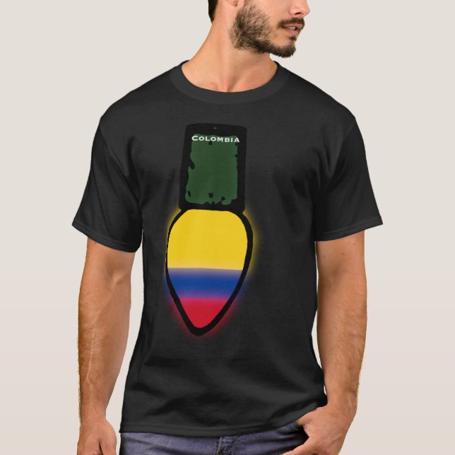 T-shirt Colombia Flag Christmas Light Colombian Pride (Devant)