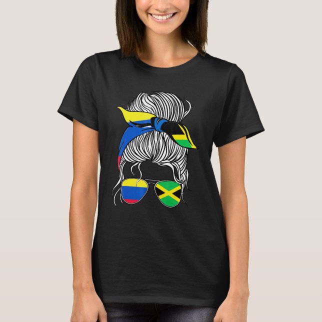 T-shirt Colombia Flag Jamaica Grown Women Girl Country (Devant)