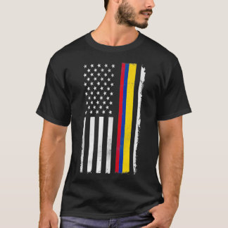 T-shirt Colombian American US Flag Colombia 