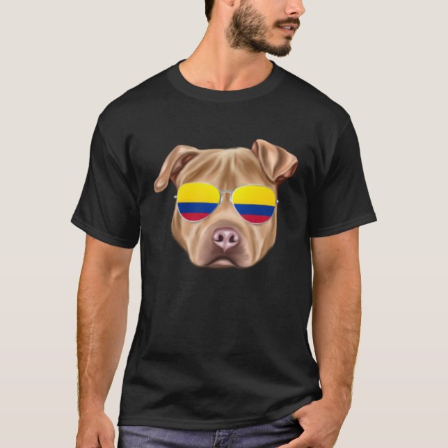T-shirt Colombian Flag Usa Staffordshire Terrier Dog Colom (Devant)