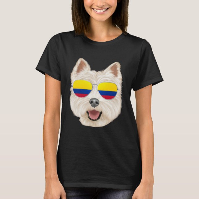 T-shirt Colombian Flag West Highland White Terrier Dog Poc (Devant)