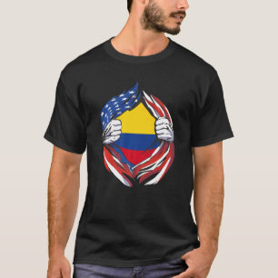 T-shirt Colombie Drapeau américain Fière de mon héritage c