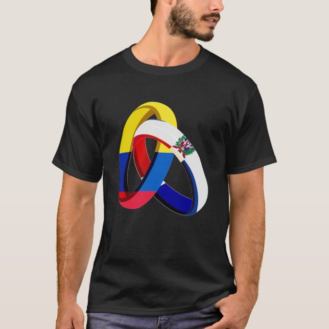 T-shirt Colombie Drapeau dominicain Grown Ring Mariage (Devant)