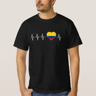 T-shirt Colombien Heartbeat I Love Colombia Drapeau Coeur