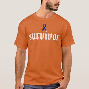 T-shirt Colon Cancer Awareness Survivor Blue Ribbon Gift2