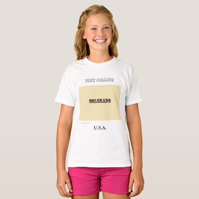 T - Shirt - Colorado Karte mit Stadt (Vorne ganz)