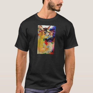 T-shirt Coloré Abstrait Chat Vibrant Artistique Feline Des
