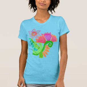 T-shirt Coloré Abstrait Floral Wearable Art