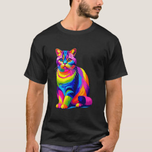 T-shirt Coloré Pop Art Chat British Shorthair British Blu