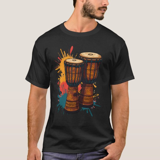 T-shirt Colorful African Djembe Drums (Devant)