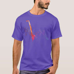 T-shirt Colorful Bass Clarinet on Music sheet Contrabass C