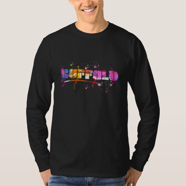 T-shirt Colorful Buffalo Lettering  Watercolor Buffalo (Devant)