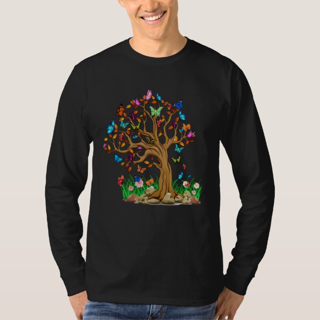 T-shirt Colorful Butterfly Tree (Devant)