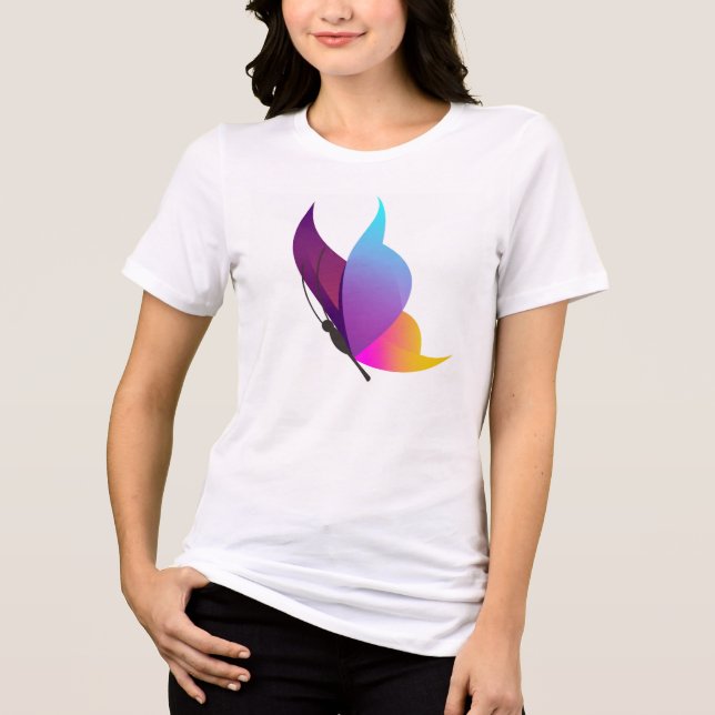 T-Shirt "Colorful Butterfly" Tri-Blend Shirt (Vorderseite)