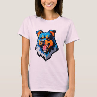 T-shirt Colorful Cartoon Blue and Orange Dog