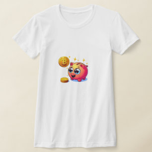 T-shirt Colorful Cartoon Piggy Bank with Big Eyes, Sparkli