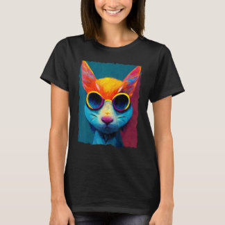 T-shirt Colorful Cat With Glasses