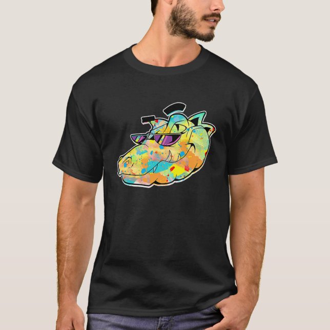 T-shirt Colorful Crocodile Head Wildlife Reptile Alligator (Devant)