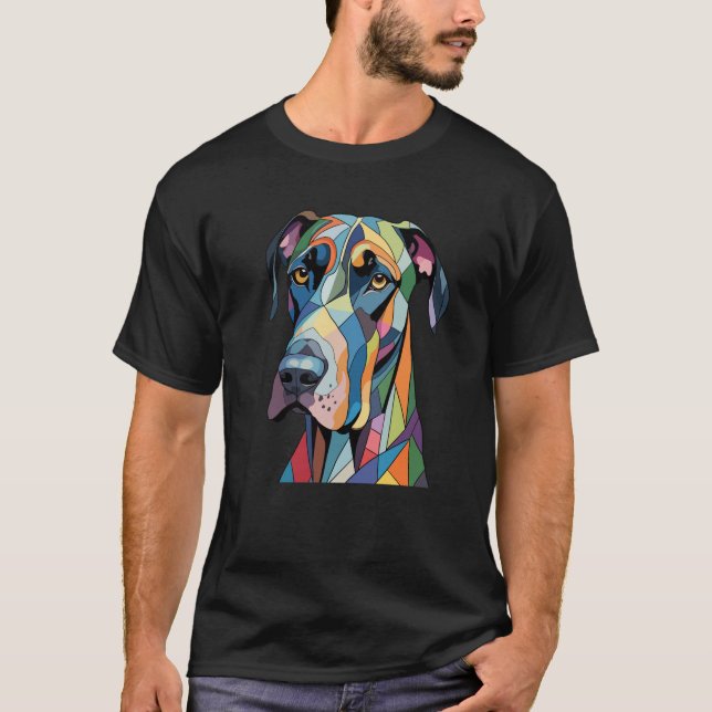 T-shirt Colorful Cubist Great Dane  (Devant)