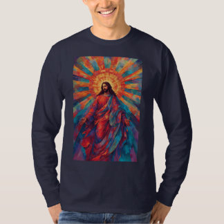 T-shirt Colorful Jesus Christian Men's Long Sleeve Tee