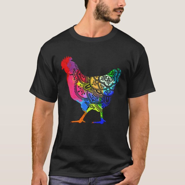 T-shirt Colorful Mandala Chicken Farmer (Devant)