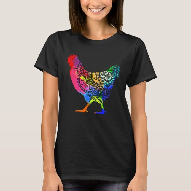T-shirt Colorful Mandala Chicken Farmer (Devant)