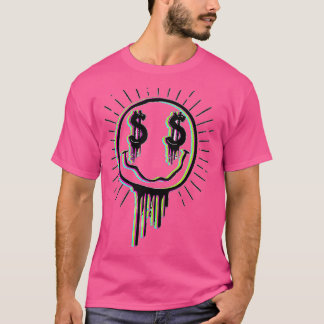 T-SHIRT COLORFUL MONEY MELTING HAPPY FACE 