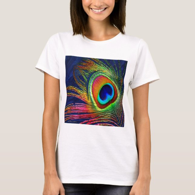T-shirt Colorful Peacock Feather (Devant)