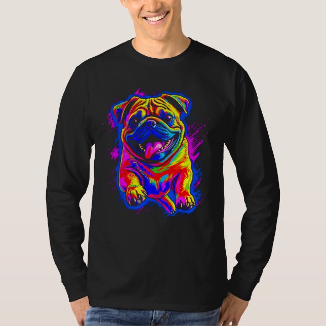 T-shirt Colorful Pug Dog (Devant)
