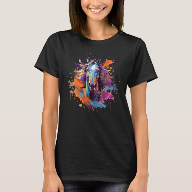 T-shirt Colorful Splash Arabian Horse (Devant)